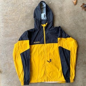 Dark grey/black yellow Columbia jacket windbreaker